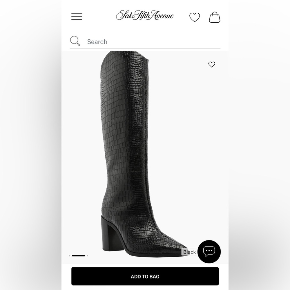 SCHUTZ Analeah Black Croc-Embossed Leather Boots. Wore once